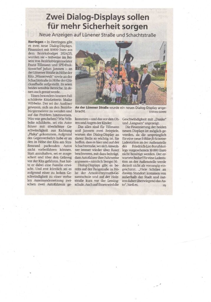 Ausschnitt eines Zeitungsartikel